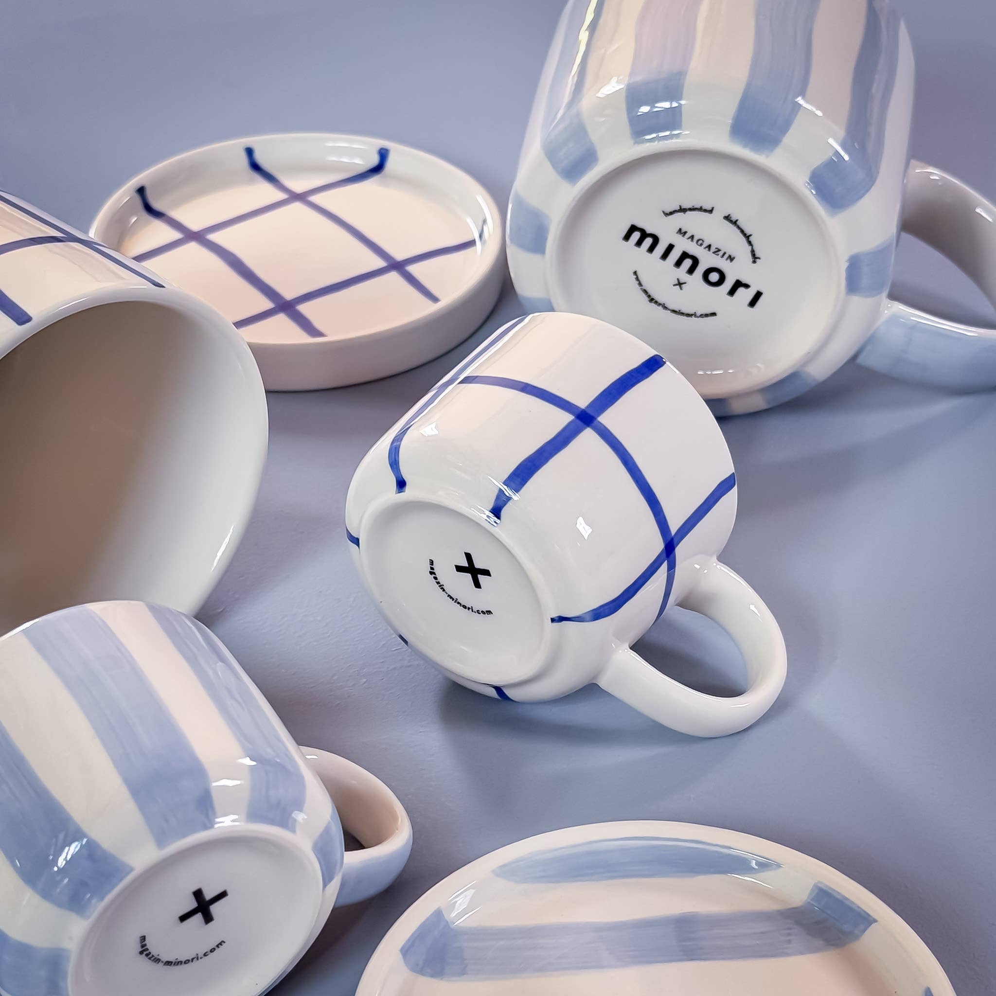 Magazin Minori - Wholesale Coffee/Tea Cup - Espresso Stripes - morning azzurro (set of 2 - 4 pieces)6