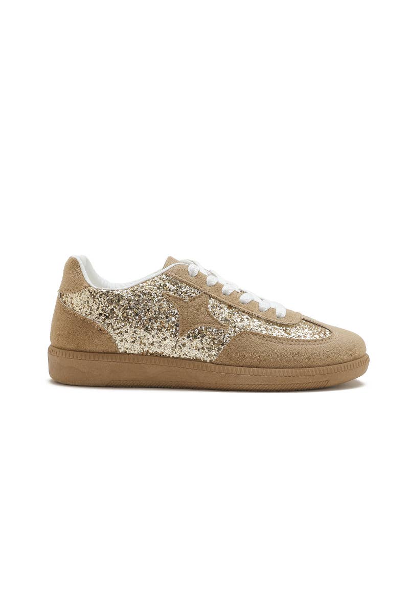 Joia Paris - Vente Baskets tendance – femme - Basket à lacets paillettes avec étoiles B-661212