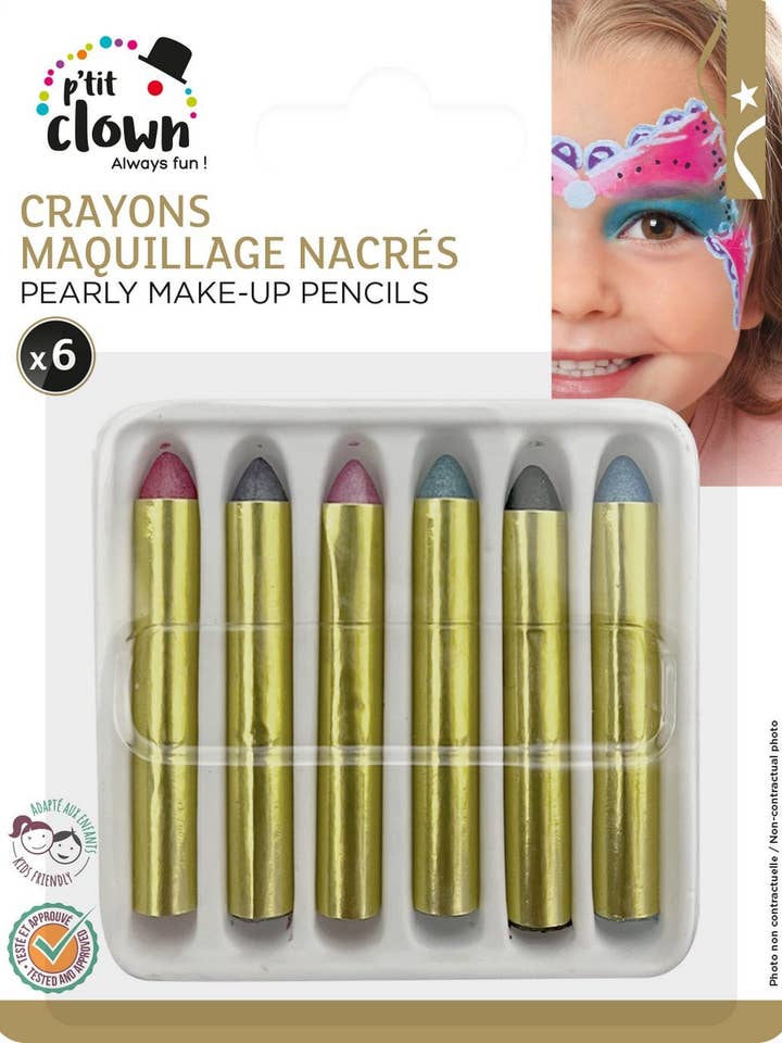Lápices de Maquillaje Graso Nacarados - Lote de 6 para venta al por mayor de P'tit Clown