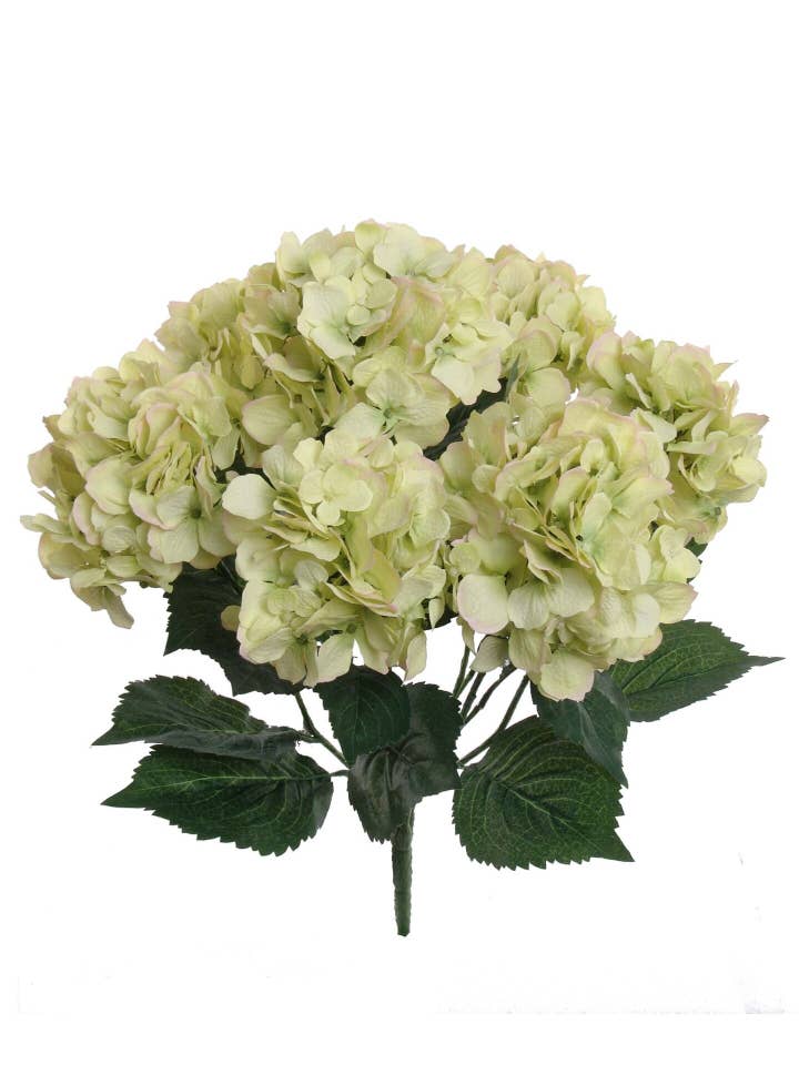 20-Inch Hydrangea Bush With 7 Silk Flowers & Leaves for wholesale by Larksilk