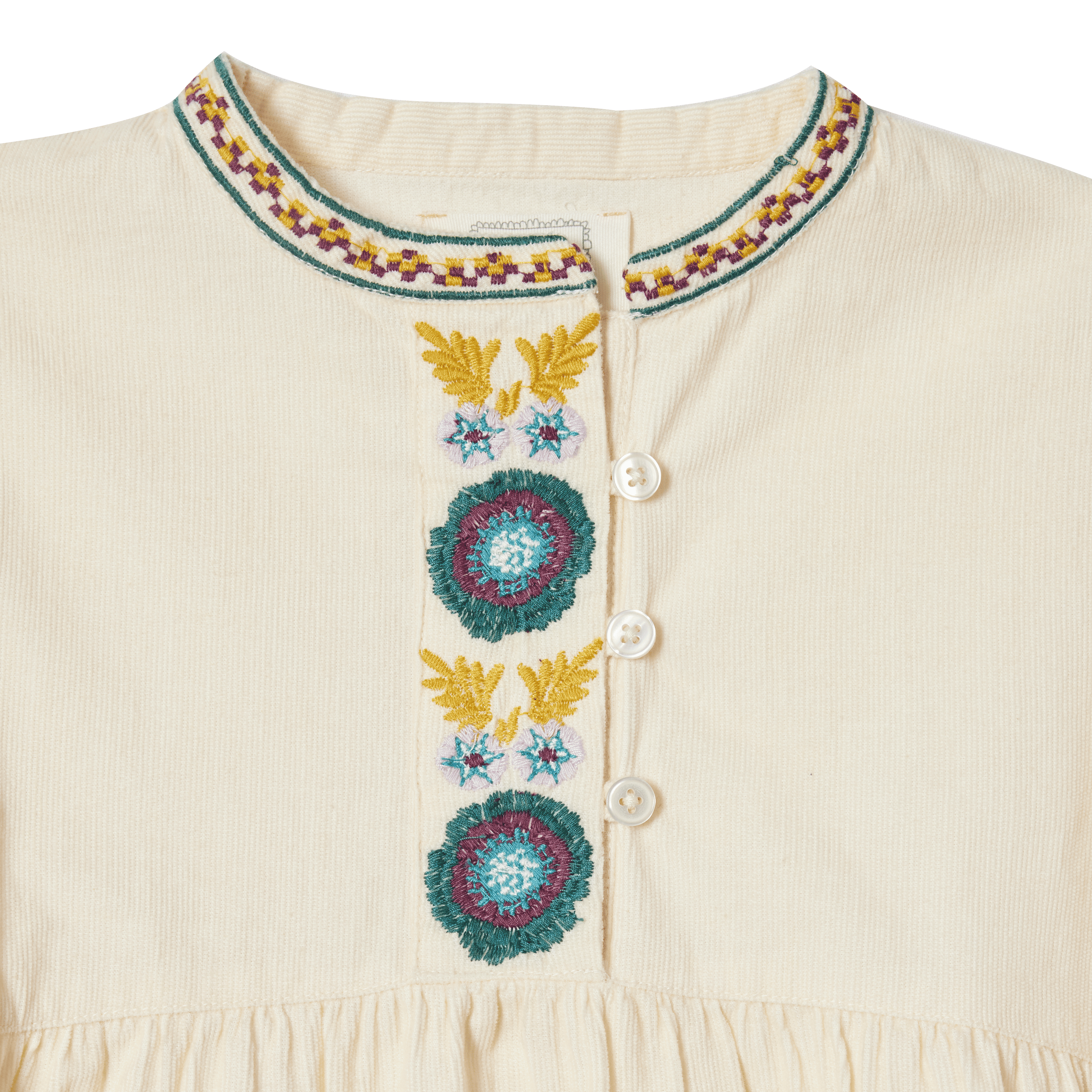 Bonheur du Jour - Vente Robe – enfant - Robe en velours - Ninette Ecru rosée1