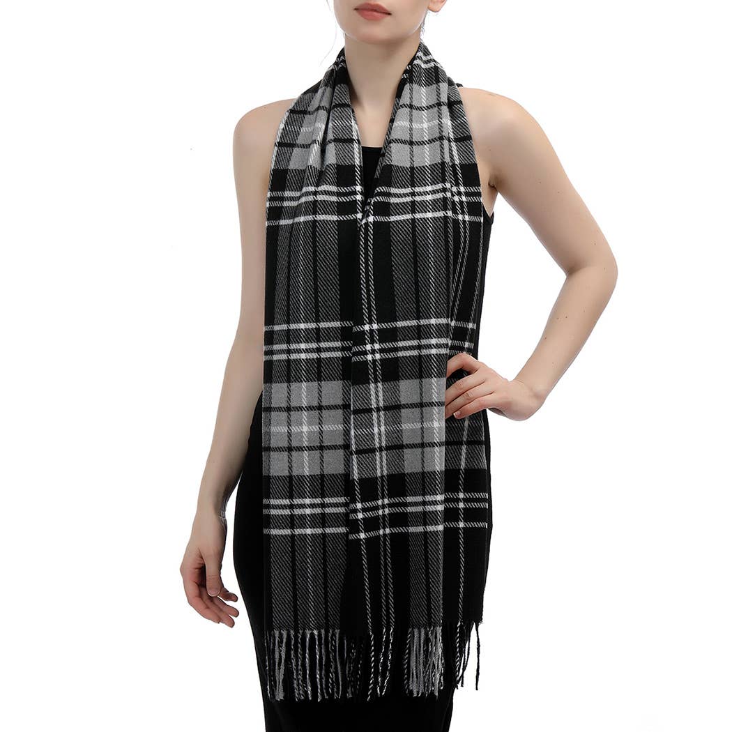Fashion City – wholesale Scarf – Women's – Plaid Herringbone Lightweight Cashmere Feel Scarf 13