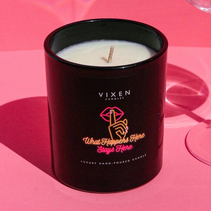 What Happens Here Stays Here 14oz for wholesale by VIXEN CANDLES