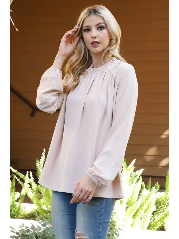 You & Me – Engroshandel Bluse - Dame – YMT20087V-PUFFÆRMET VÆVET TOP MED RUND HALSUDSKÆRING8