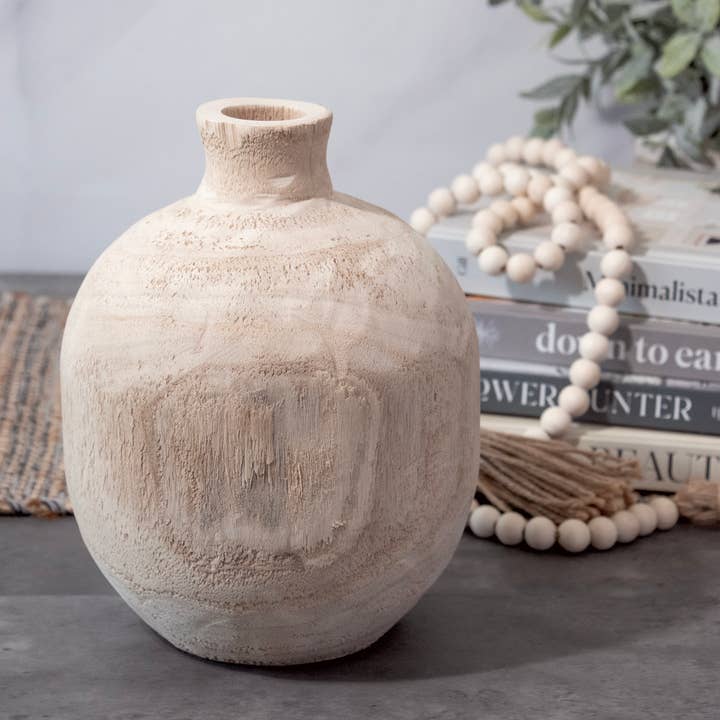 Andaluca - Wholesale Vase - Paulownia Wood Round Vase8