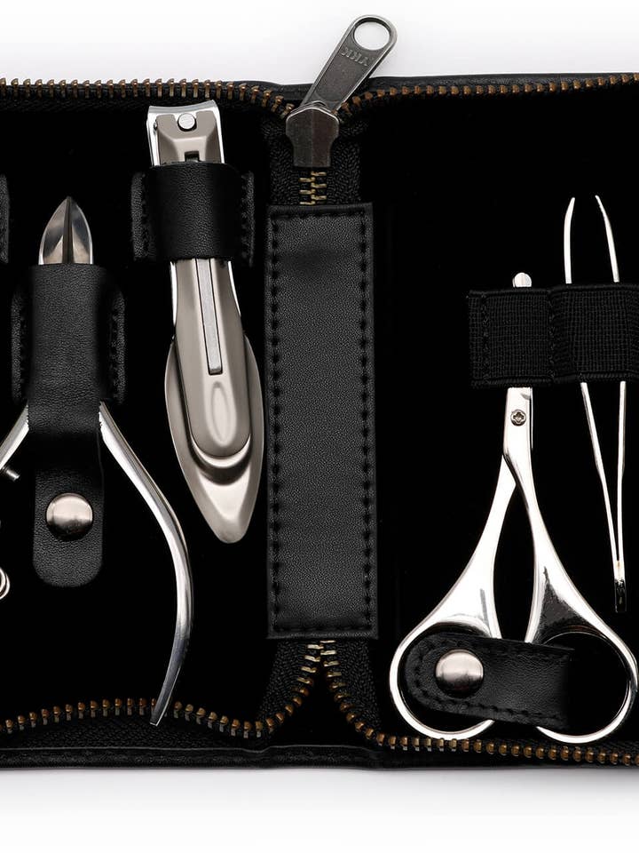 Set da 6 pezzi per la cura delle unghie da uomo con custodia in pelle G-3103 per la vendita all'ingrosso da parte di Seki Edge