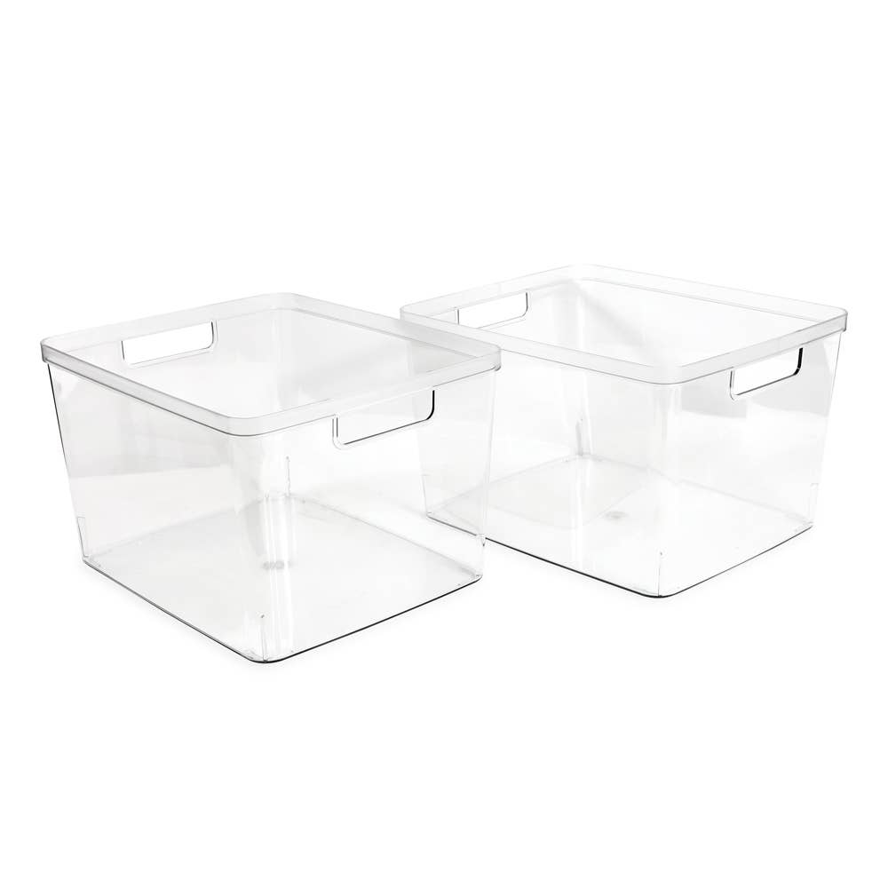 Isaac Jacobs International - Wholesale Storage Bin - Isaac Jacobs Clear Plastic Storage Bins w/Cutout Handles4