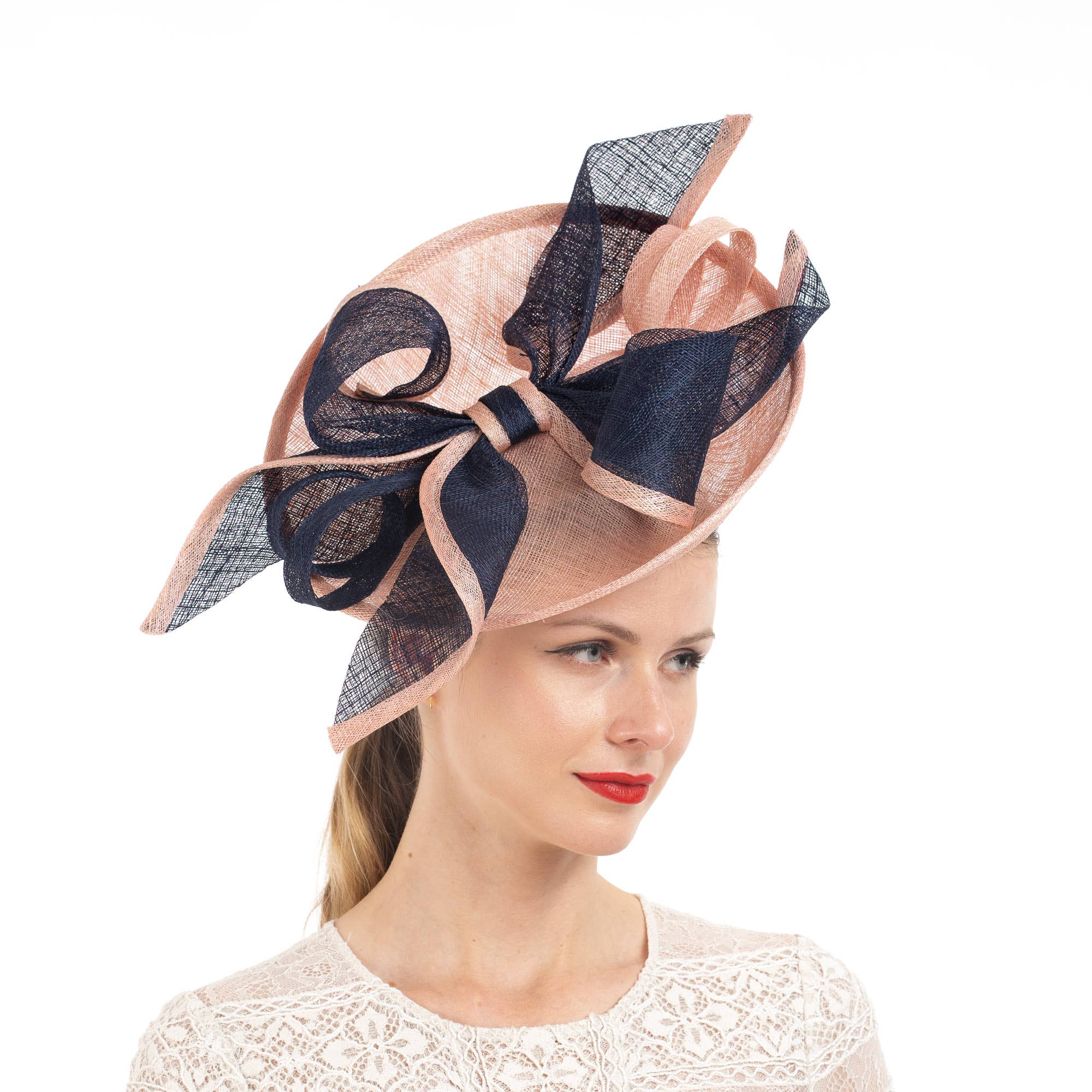 KaKyCo - Wholesale Fascinator Hat - Women's - Two Tone Bow On Top Of Sinamay Saucer Fascinator | 1020837