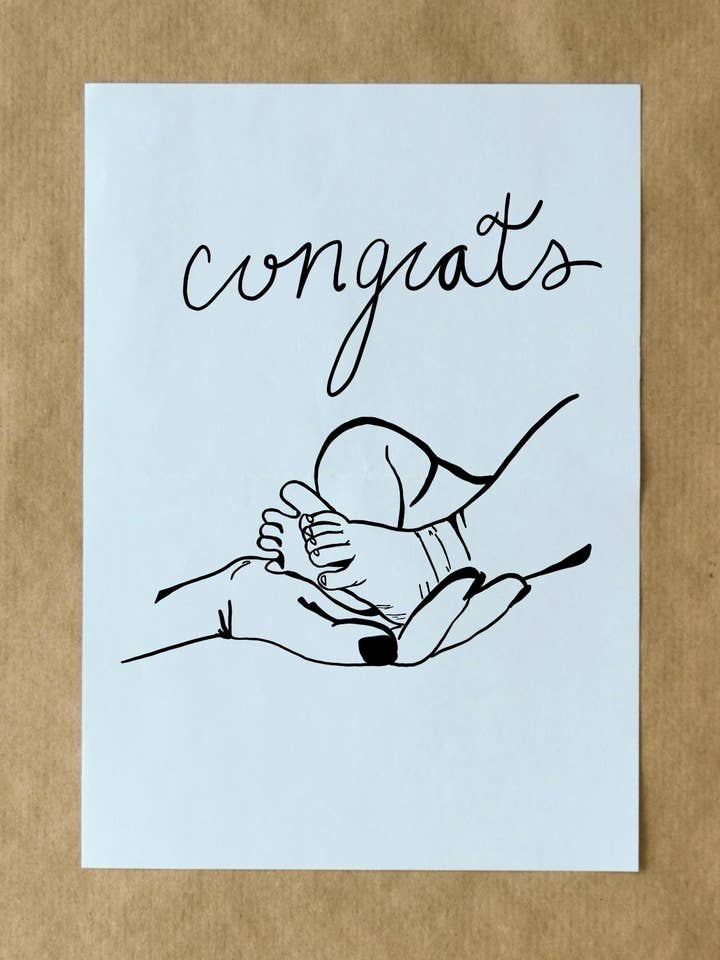 Carte de félicitations – Félicitations pour la naissance, A2 vierge pour la vente par semiserious studio