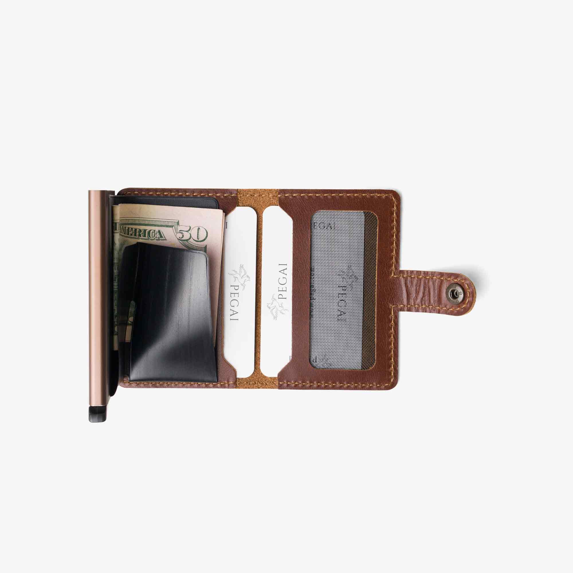 Pegai - Wholesale Wallet - Unisex - Agustine Rum Quick Card Access Leather Wallet3