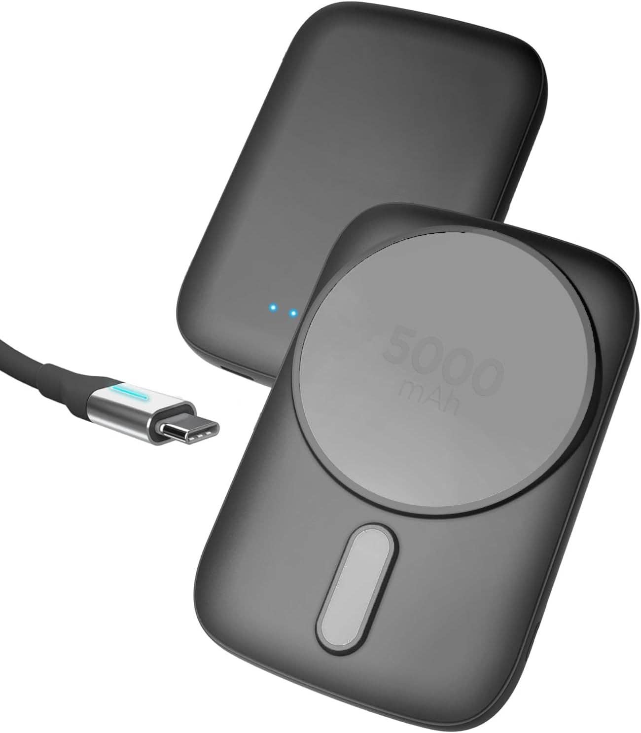 Infinite Basics - Wholesale Portable Charger - 5000mAh Ultra-Slim Magnetic Power Bank for iPhone, Compatible with MagSafe - Fast Charging Wireless Portable Charger, USB C Input Battery Pack (for iPhone 13, 14, 15 Pro Max) Black3