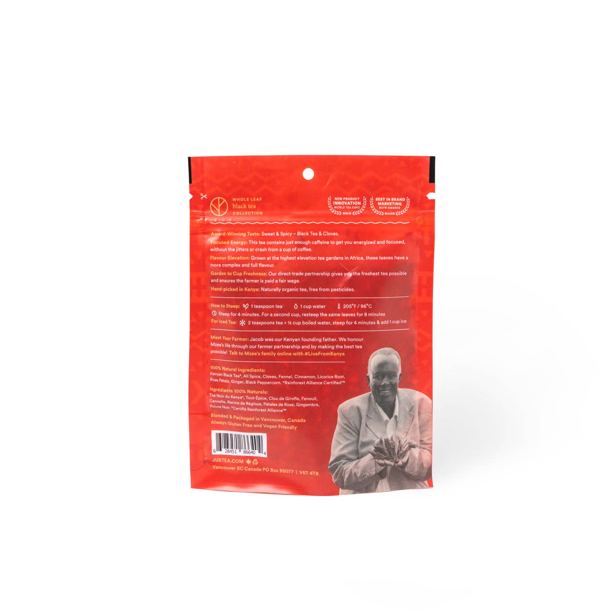 JusTea (No Import Fees to USA) - Wholesale Loose Tea - African Chai Stand-up Pouch - Organic, Fair-Trade, Black Tea1