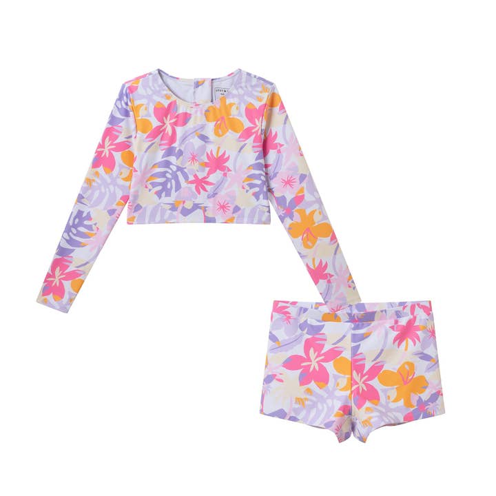 Tween Girls Rashguard Set | Palm Print for wholesale by Andy & Evan