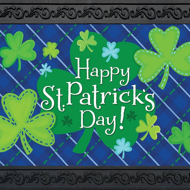 Happy Shamrocks St. Patrick's Day Doormat 30x18 In/Outdoor for wholesale by Briarwood Lane