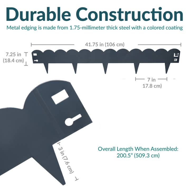 Sunnydaze Decor - Wholesale Garden/Lawn Stake - 5-Piece Steel Scalloped Garden Edging Border - 42" - Gray4