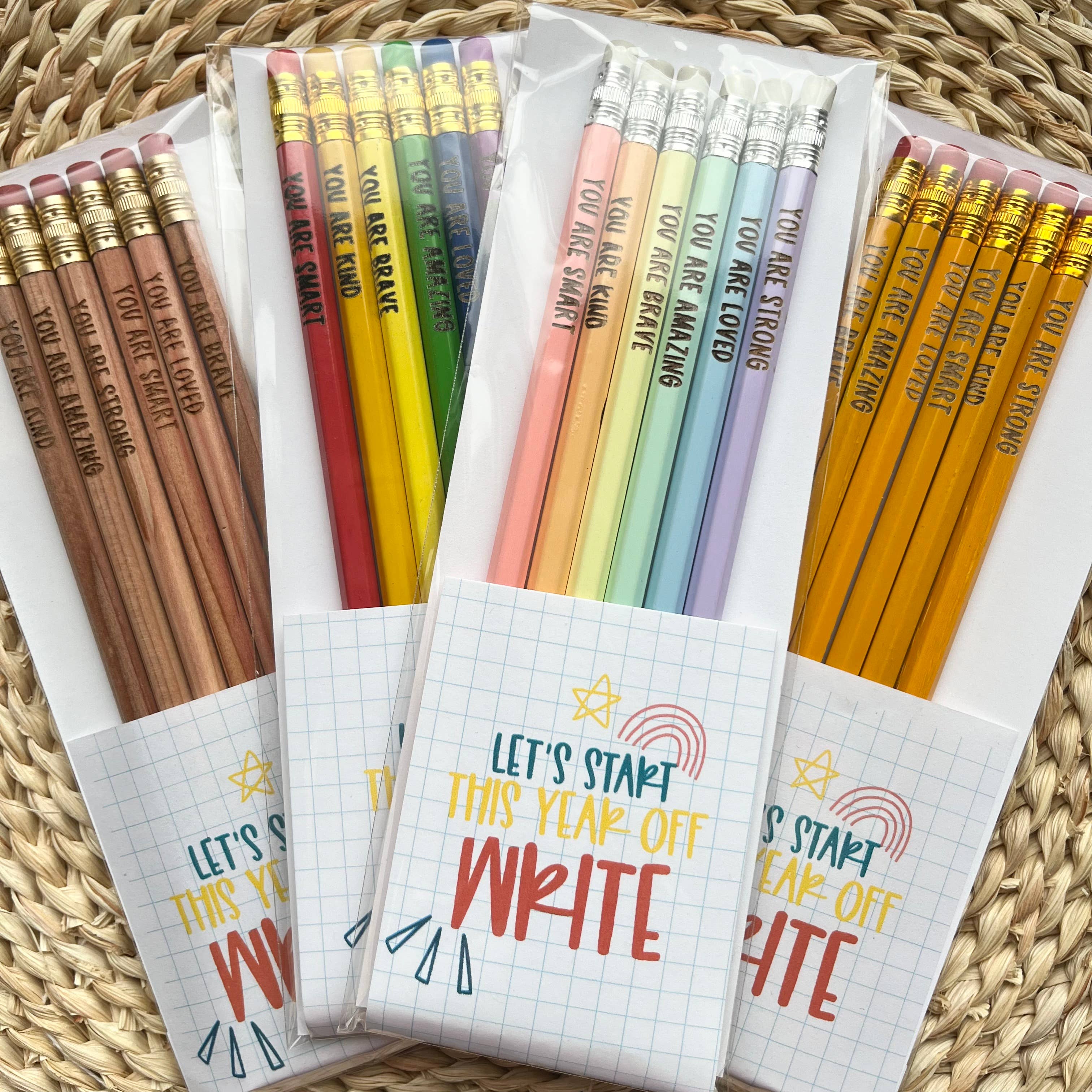 Handmade by Hammero - Wholesale Pencil - Positive Affirmations Pencils, Engraved Pencils Pack12