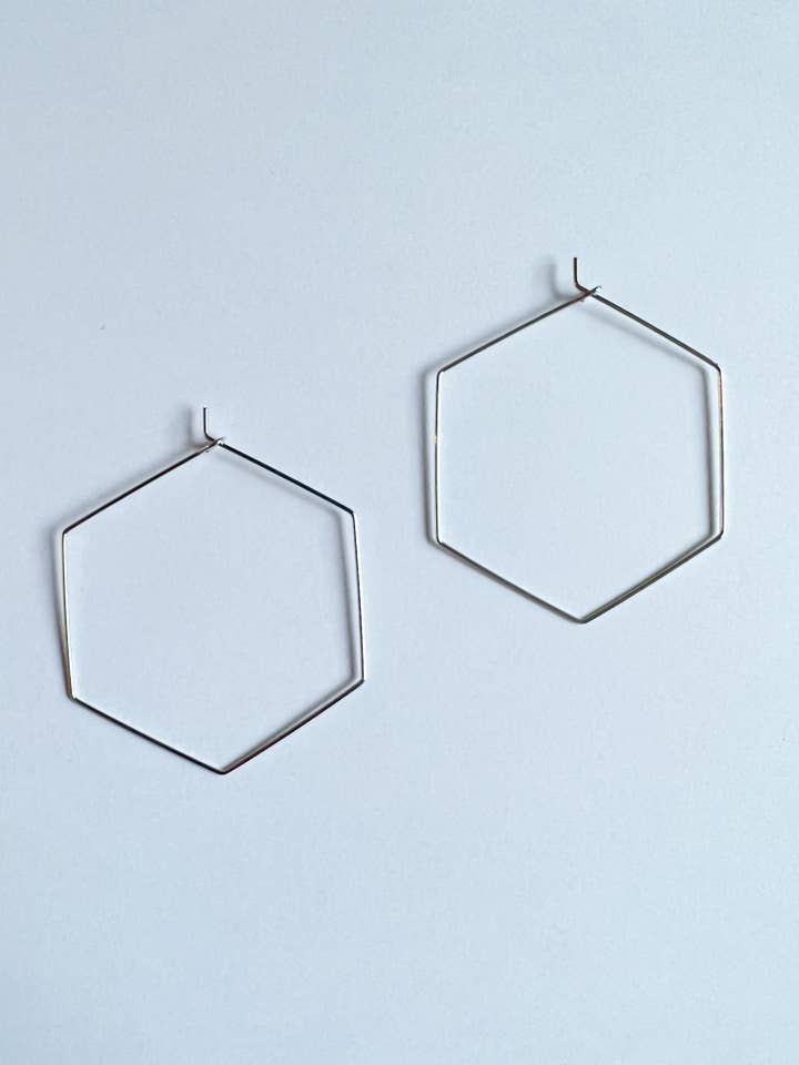 Silver Hexagon Hoops for wholesale by Stoll & Heart