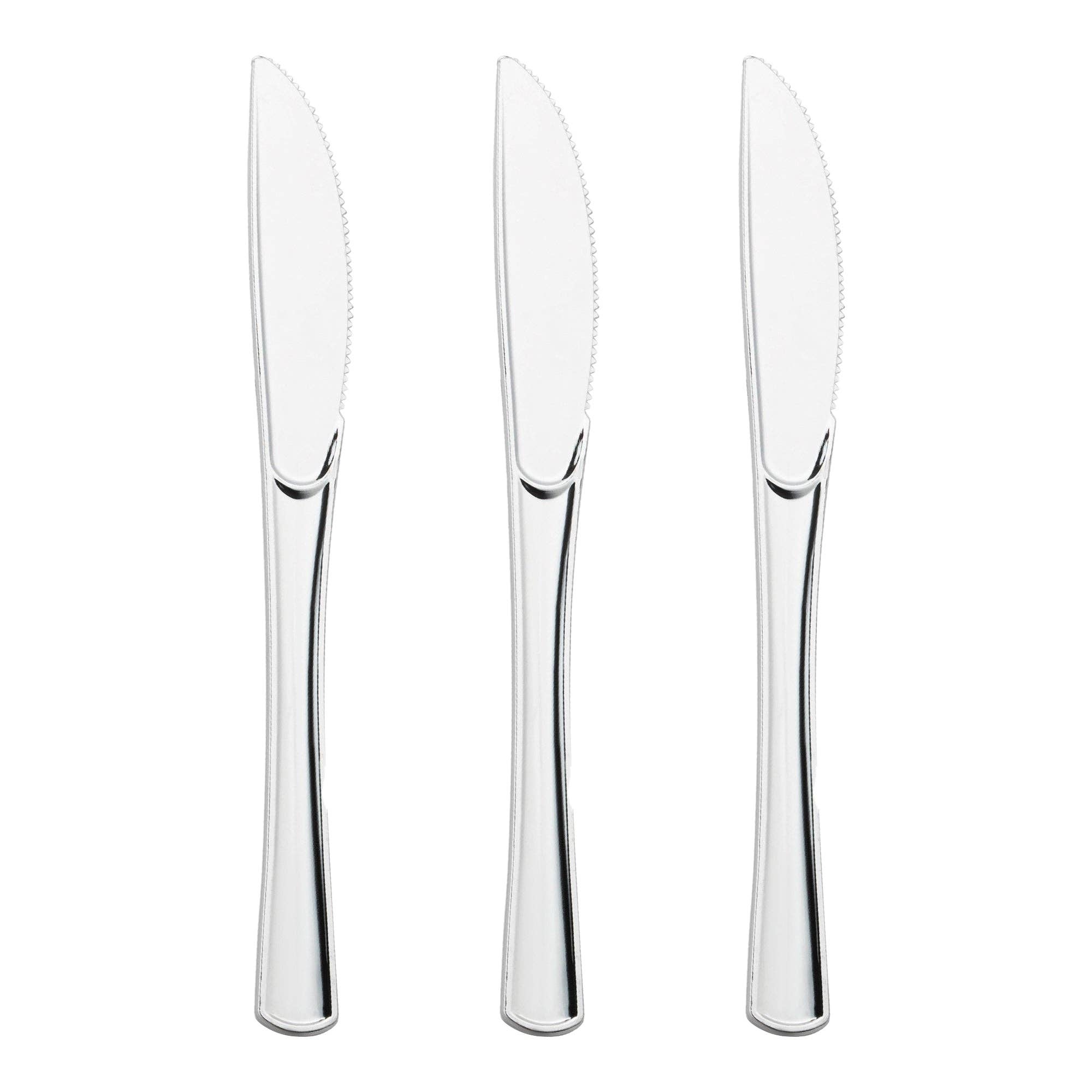 Smarty had a Party - Wholesale Wegwerpserviesset - Glanzende metalen zilveren plastic messen - 24 stuks1