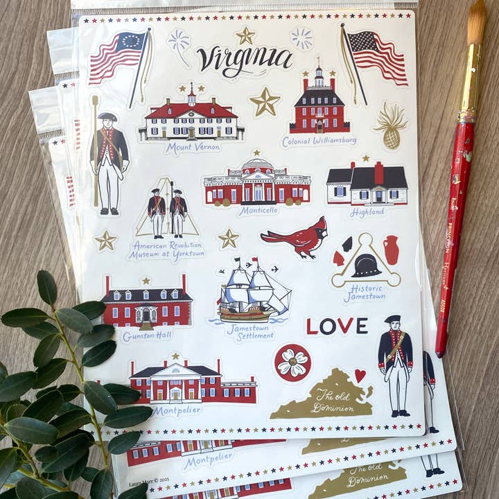 Flourish Creative - Wholesale Sticker - Virginia 250th Celebration Group Sticker Sheet0