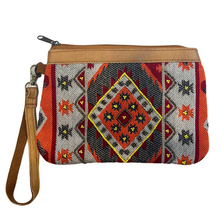 Grey Orange Diamond Wristlet Fashion Coin Purse for wholesale by Chloe & Lex