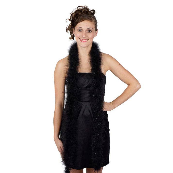 Marabou Boa with Lurex - Mediumweight - Black/Black Lurex for wholesale by Zucker Feather Products