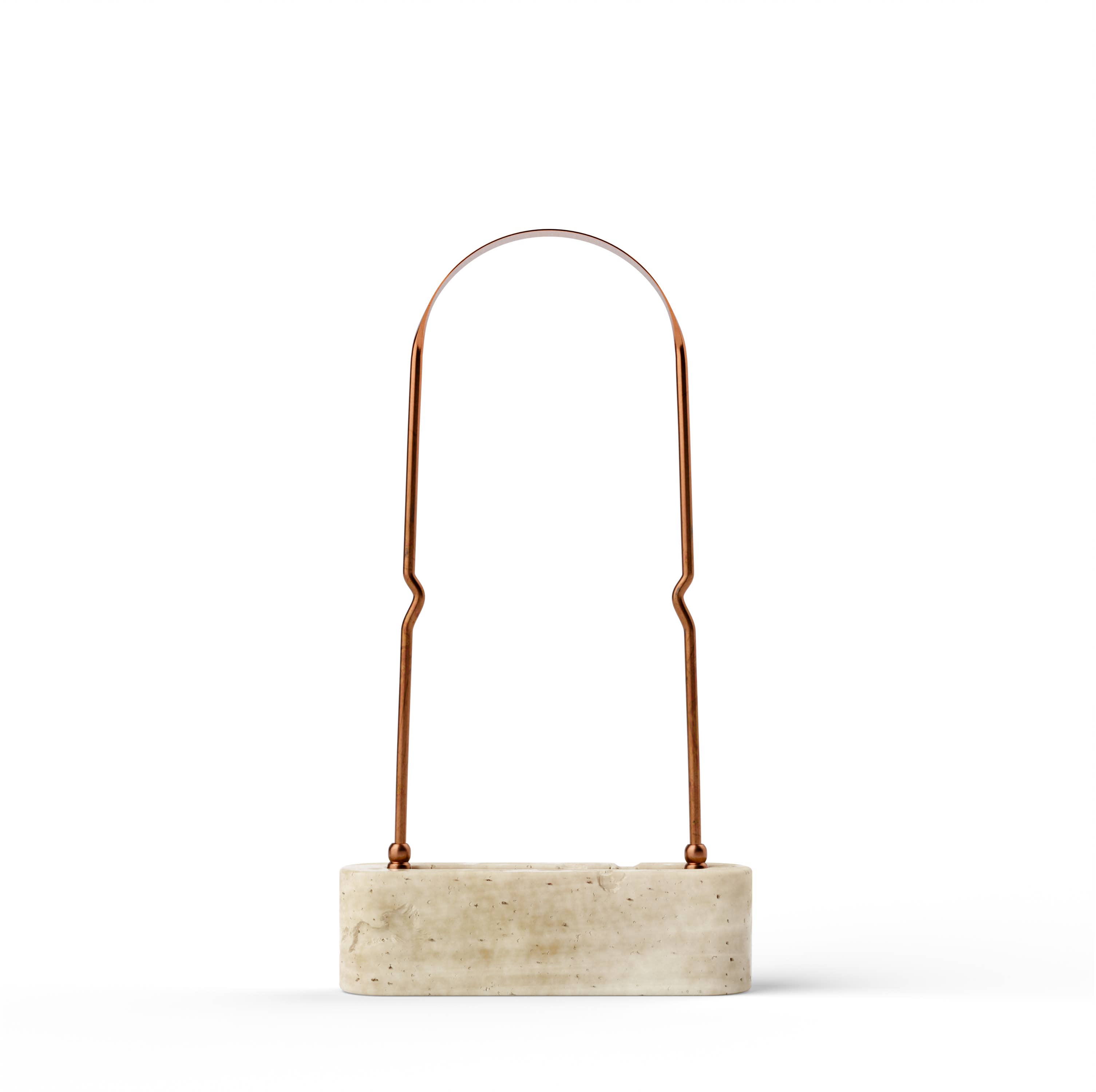 KÖPPEN - Wholesale Decorative Tabletop Object - Handcrafted Italian Travertine Stone Tongue Scraper Holder