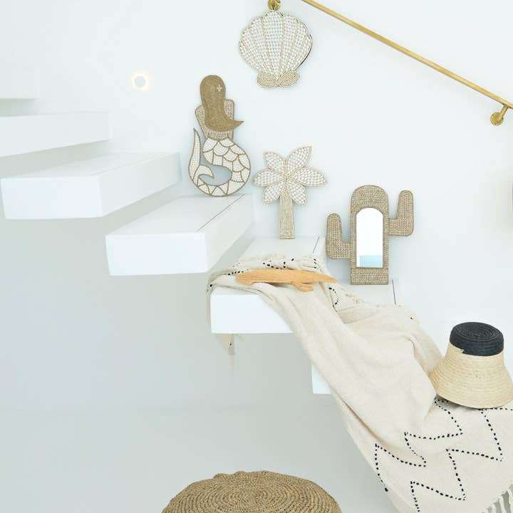 Pink Haley – Großhandel 3D-Wandkunst – Großes Muschel-Dekor zum Aufhängen an der Wand — Muschelschale/Palme3