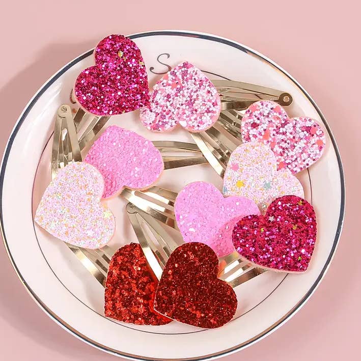 Kate Tuesday Jewelry - Venta al por mayor Horquilla para el pelo - Mujer - Pack de 10 pinzas para el cabello con corazones brillantes de San Valentín0