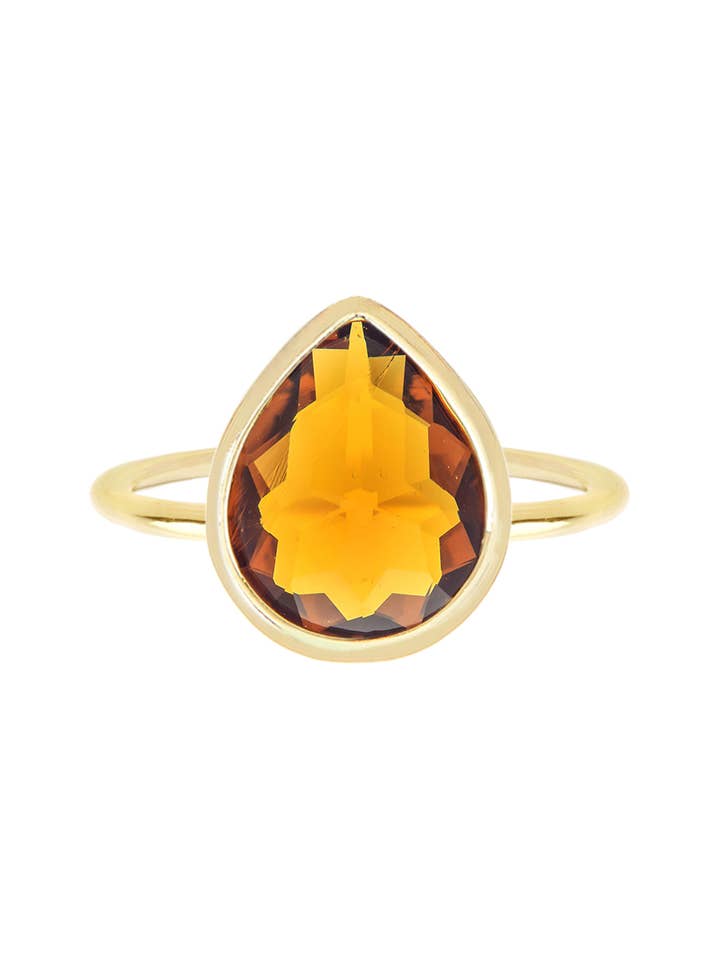 Amber Crystal Pear Ring - GF for wholesale by Zoey Simmons