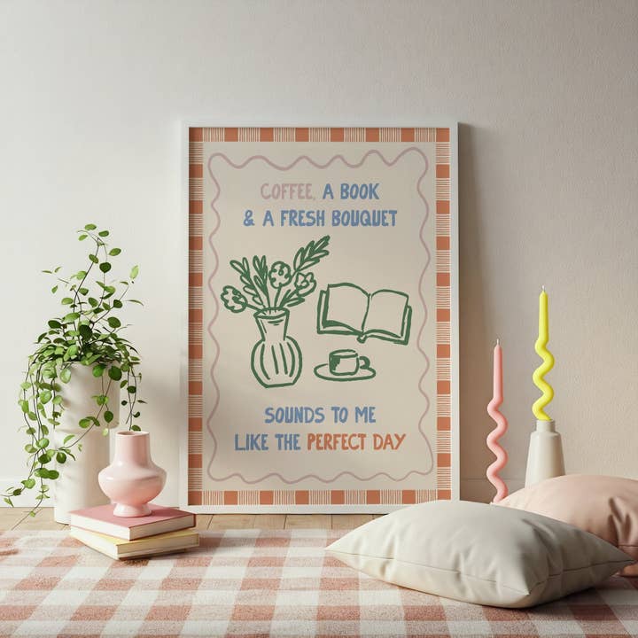 Books and Flowers Perfect Day Print for wholesale by Moonshine Prints