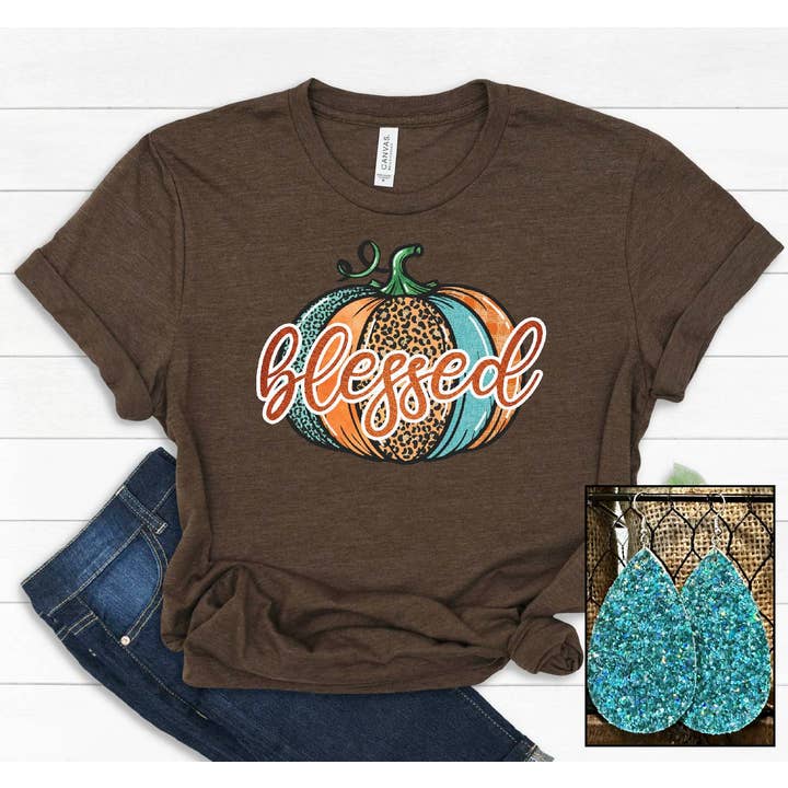 Blessed- Pumpkin Fall Tee for wholesale by Southern Attitude Designs Inc