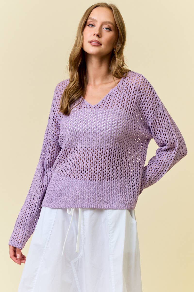 Doe and Rae – Großhandel Strickpullover – Damen – Langärmliges Strickoberteil mit V-Ausschnitt - 45264T21