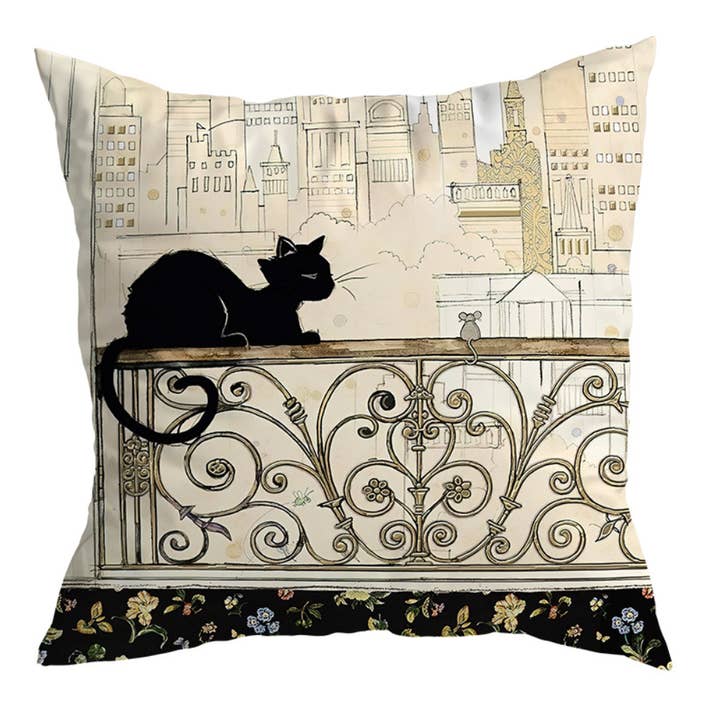 Moderny - Wholesale Throw Pillow Cover - Vintage Black Cat Cushion Covers3