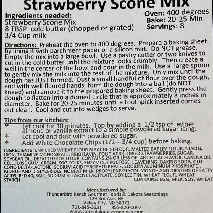 Thunderbird Ranch Gourmet Foods - Wholesale Biscuit Mix - Strawberry Scone Mix2