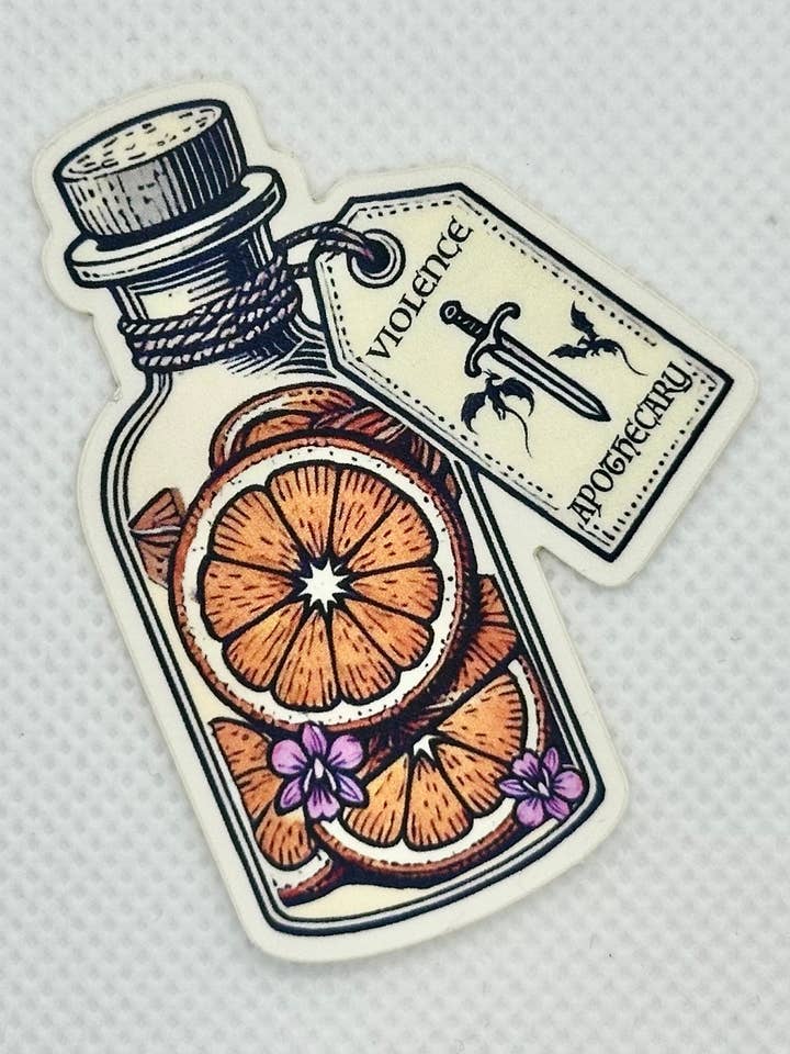 Violet's Apothecary Oranges as a Weapon Sticker for wholesale by A Little Crafty Fox
