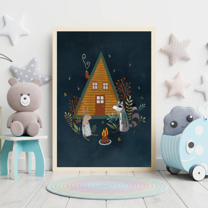 Impression d'art de pépinière forestière - Décor de style scandinave pour enfants pour la vente par Urchin Bay