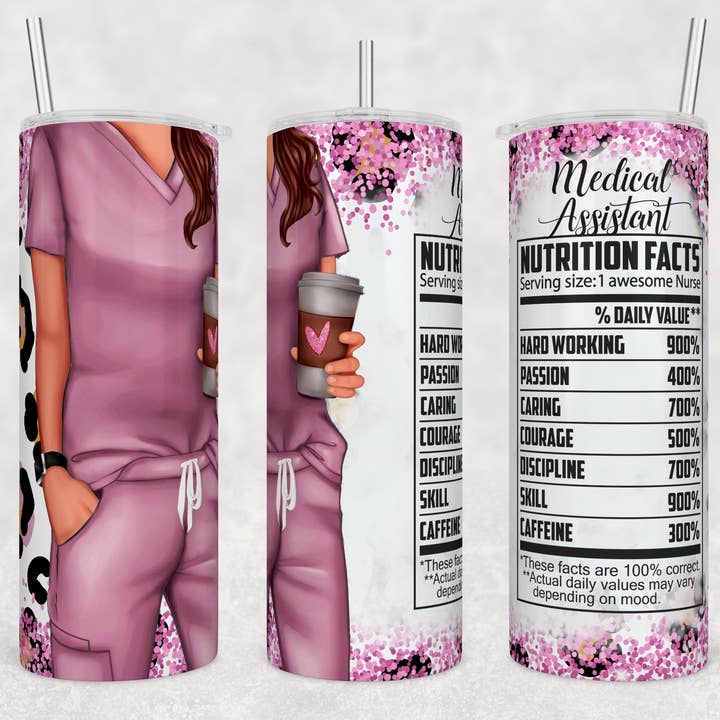 Nurse Pink Leopard Glitter | Tumbler for wholesale by Designs by Robyn