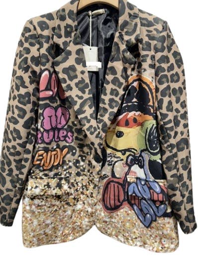 LOOWIE - Wholesale Blazer - Women's - LBLA79 One Size Italian "SNOOPY" Leopard Print Blazer 0