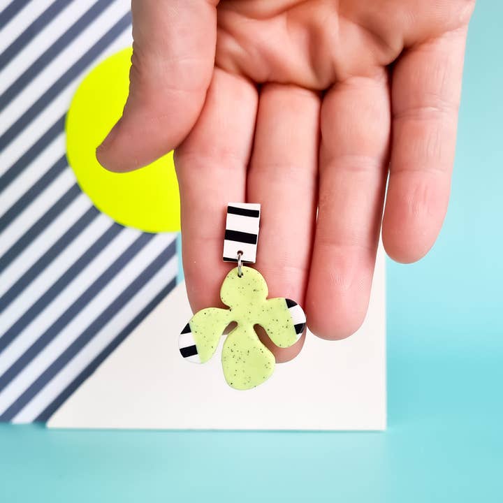 Mono - Wholesale Dangle Earrings - neon yellow and mint handmade polymer clay earrings14