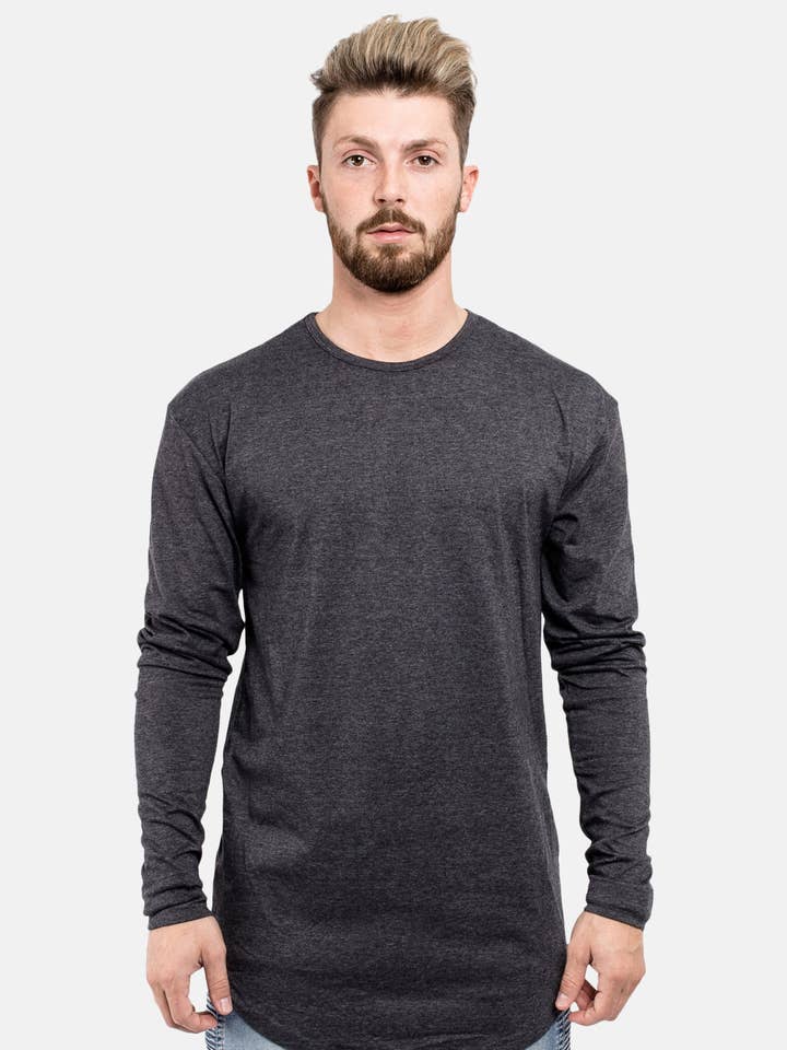 Langarm-Langshirt mit seitlichem Reißverschluss in Anthrazit for wholesale by Blackskies