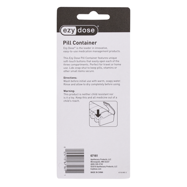 Apothecary Products LLC - Wholesale Pill Organizer - Ezy Dose® Soft-Touch 3-Compartment Pill Organizer (2XL)2