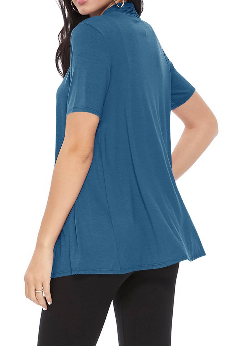 MOA COLLECTION - Wholesale Cardigan - Women's - Women's Casual Short Sleeve Draped Open Front Solid Cardigan74