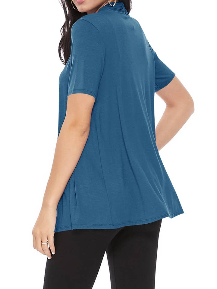 MOA COLLECTION - Wholesale Cardigan - Women's - Women's Casual Short Sleeve Draped Open Front Solid Cardigan74