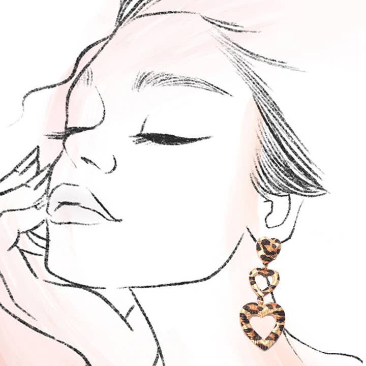 GOLD ANIMAL DESIGN TRIO HEART DROP EARRINGS | 80E5865 for wholesale on Faire2
