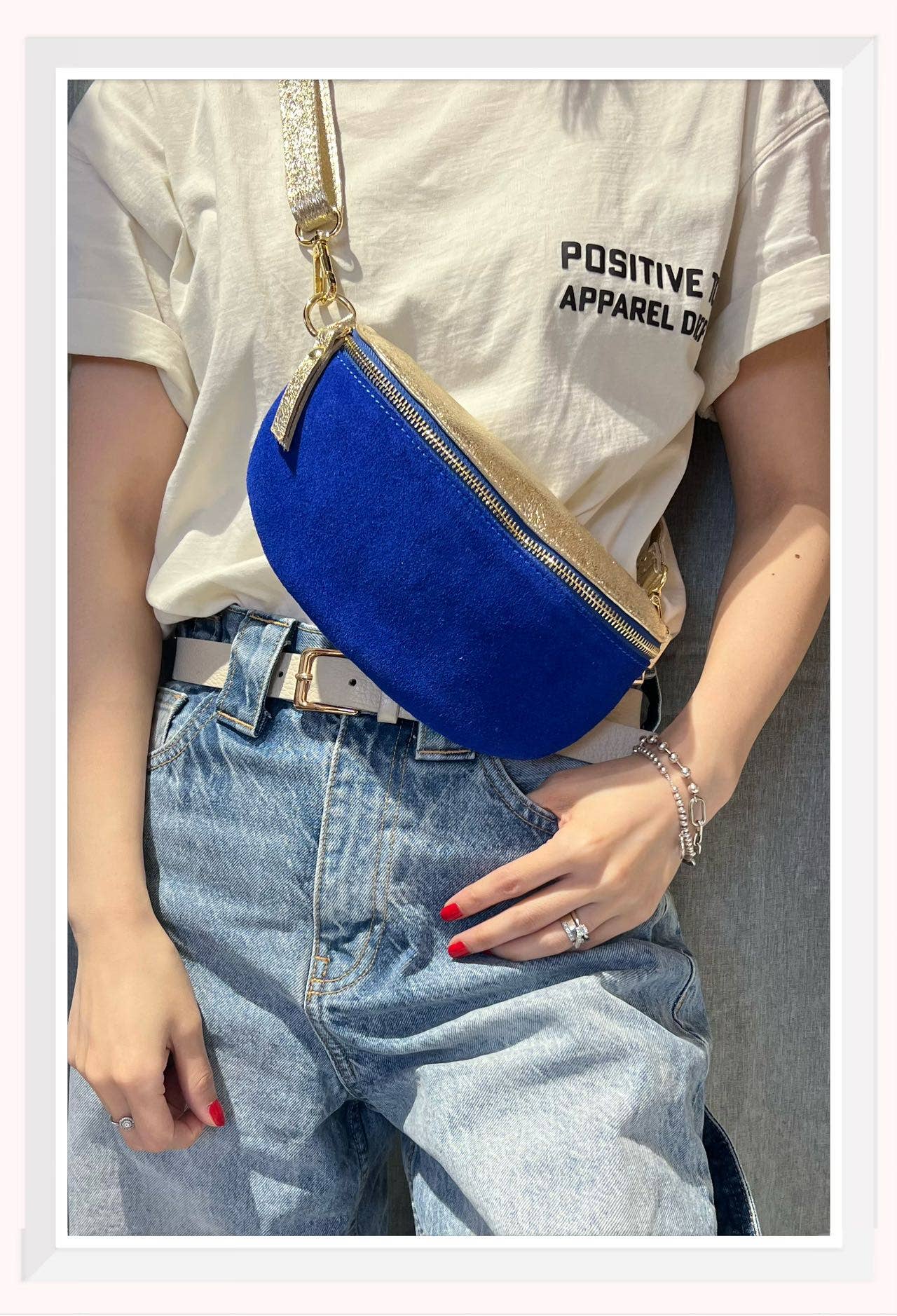 Z et Z - Wholesale Belt Bag - Women's - Small suede and iridescent leather fanny pack