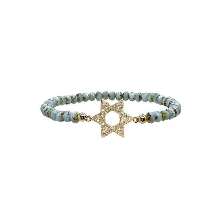 Love, Lisa - Wholesale Charm/Dangle Bracelet - Harper Crystal CZ Star of David Stretch Bracelet Colorful