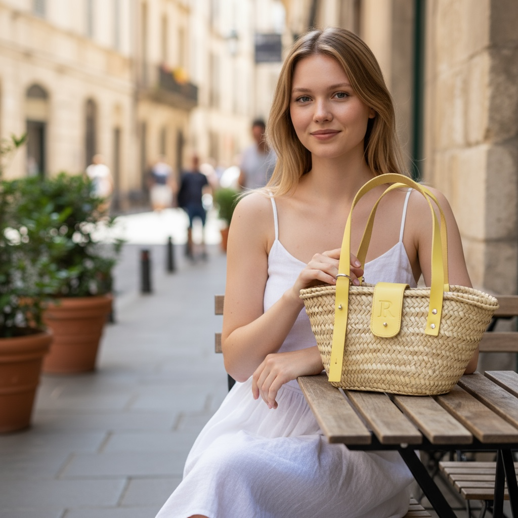 MIRAMAR Store - Wholesale Beach Bag - Palm Leaf Tote Bag — Strap, Hand & Shoulder ( Yellow )0