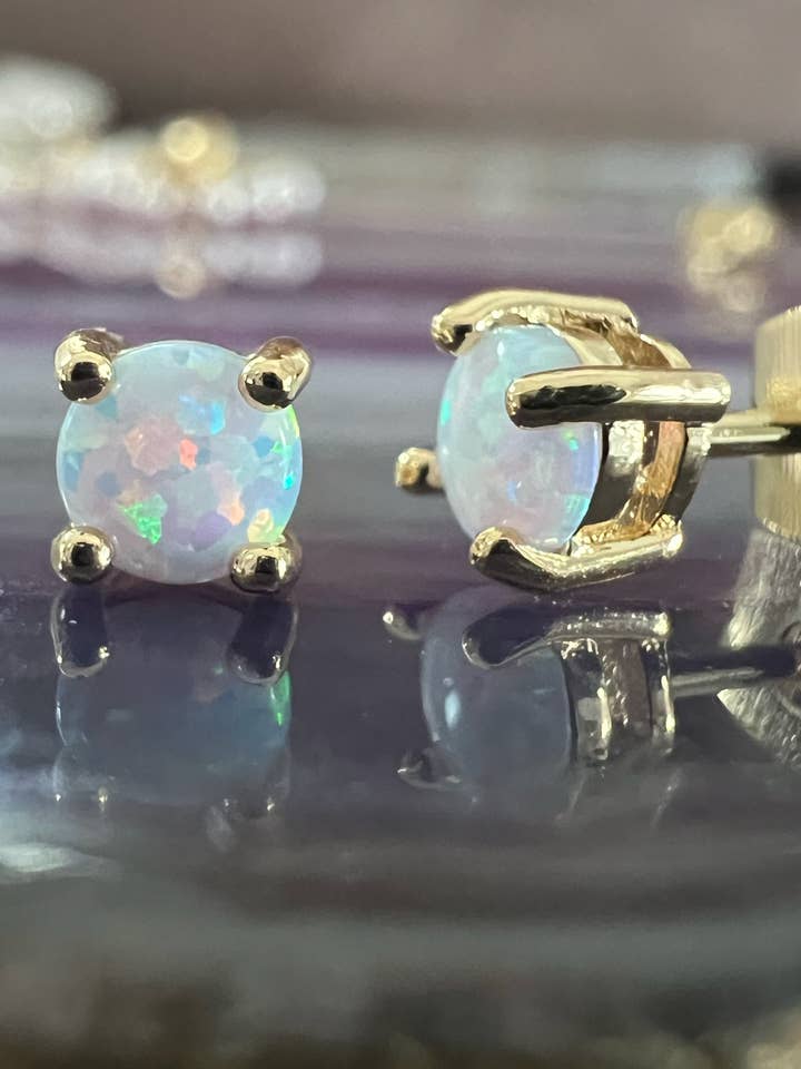 opalite dot studs (prong) for wholesale by Sonya Renee Jewelry