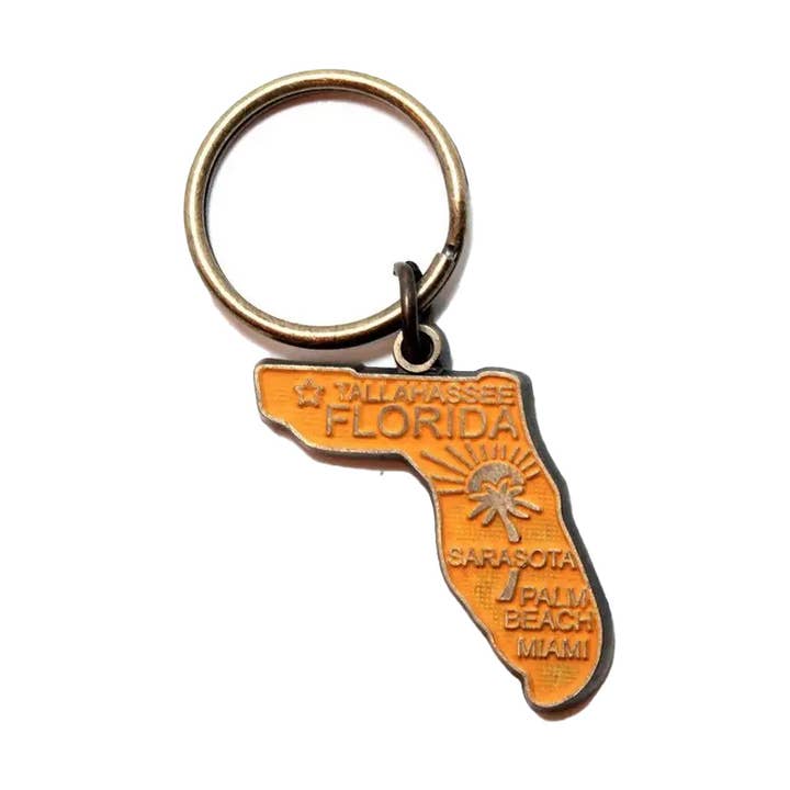 Gleeful Peacock - Wholesale Keychain - Unisex - Florida Vintage State Map Keychain0