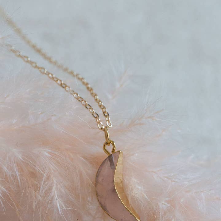 Bohemian and Bouj - Wholesale Pendant/Charm Necklace - The Moon Necklace | 14k Gold-Filled + Crystal Moon3